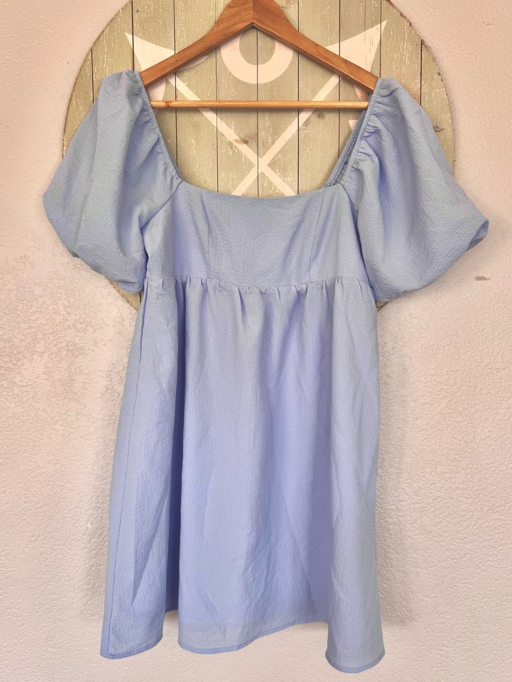 Altared state blue puff sleeve mini dress
